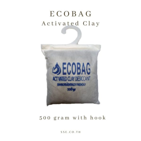 สารดูดความชื้น EcoBag ดินดูดความชื้น ตัวดูดซับความชื้น 500 กรัม ผ้าไม่ทอ มีตะขอ 24 ชิ้น - Activated Clay