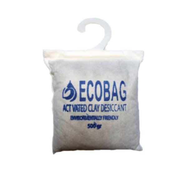 สารดูดความชื้น EcoBag ดินดูดความชื้น ตัวดูดซับความชื้น 500 กรัม ผ้าไม่ทอ มีตะขอ 24 ชิ้น - Activated Clay Shipping Container Desiccant